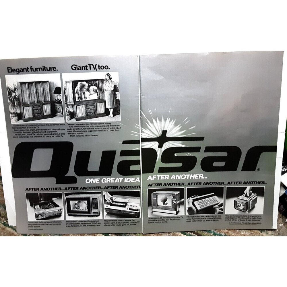 1980 Quasar Electronics One Great Idea After Another Original print ad 80s